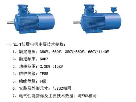YBPT變頻防爆電機主要技術參數，如圖所示