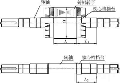 鑄鋁轉子回縮量設置在轉軸上